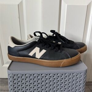 Like Barely Worn New Balance All Coasts 210 Black, Cream & Gum Sole Sneakers